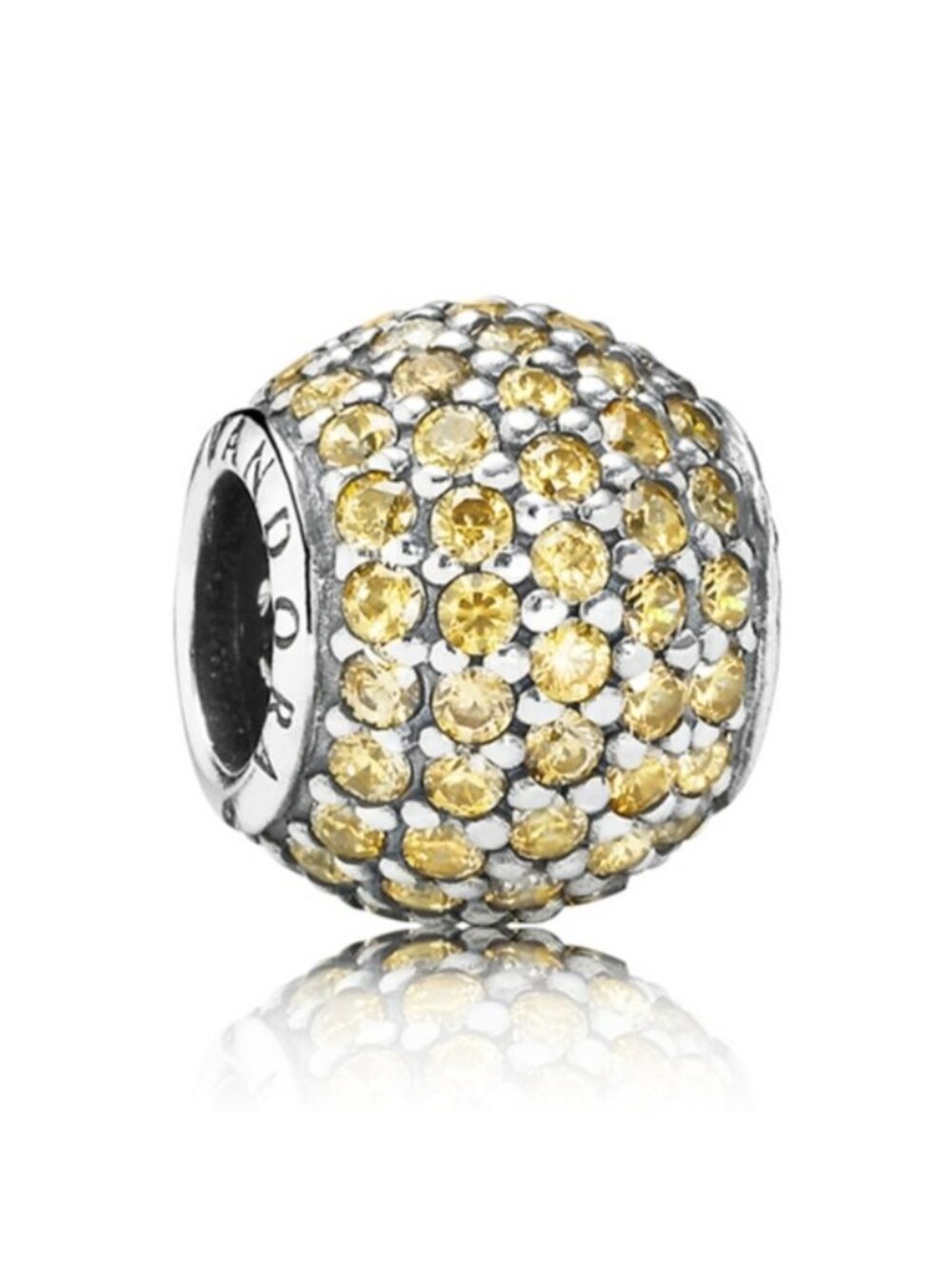 Pandora Sterling Silver Pave Lights Bead with Golden Yellow Zirconia - 791051fcz